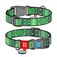 Ошейник WAUDOG Nylon с QR паспортом рис "Этно зеленый", Ш 15мм, длина 23-35см (4632) "COLLAR"