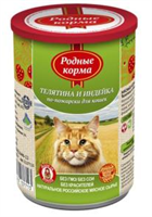 Корм РОДНЫЕ КОРМА Телятина и индейка по-пожарски конс. для кошек 100г