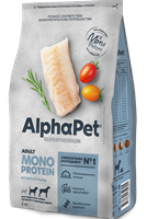 Корм AlphaPet Superpremium MONOPROTEIN сухой полнор-й для взр.соб.ср.и кр.пор.из БЕЛОЙ РЫБЫ 2кг(2895