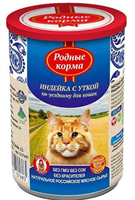 Корм РОДНЫЕ КОРМА Индейка с уткой по-уездному конс. для кошек 410г