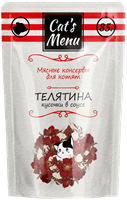 Корм Cat`s Menu консервы для котят с телятиной  кусочки в соусе 1х32пауч 85г