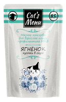 Корм Cat`s Menu пауч для взрослых кошек с ягненком кусочки в соусе профилактика МКБ 1х30пауч 85г