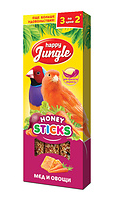 Корм HAPPY JUNGLE Палочки для птиц Мед и Овощи 3шт (90гр.) J205