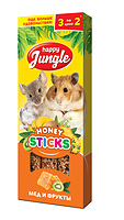 Корм HAPPY JUNGLE Палочки для мелких грызунов Мед и Фрукты 3шт (90гр.) J210