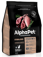 Корм AlphaPet Superpremium сухой полнор-й для стерил. кошек и котов с ягненком и индейкой 0,4кг(1652
