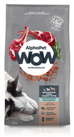 Корм AlphaPet WOW Superpremium сухой полнор-й для собак ср/пор с чув пищ ягненок бурый рис 15кг(2260