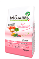 Корм Unica Natura д/соб.мел.пор. лос.,рис,гор 800гр