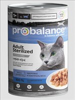 Корм ProBalance Sterilized  конс. для стерилиз. кошек/кастр. котов, курица-рис, 415гр (2207)