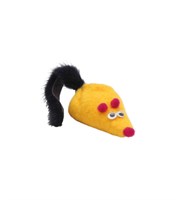 Игрушка для кошек "Мышь-милаха желтая с норковым хвостом" Еврослот GoSi 