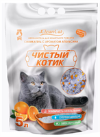 Наполнитель "Чистый котик" силикагелевый, колотый с ароматом апельсина 5л