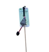 Игрушка Махалка-Удочка "Мышь с кошачьей мятой, хвост-пружинка" Серая GoSi