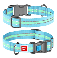 Ошейник WAUDOG Nylon с QR паспортом светонакопит,Ш 25мм,длина 31-49см,голубой(45642)"COLLAR" СКИДКА