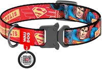 Ошейник WAUDOG Nylon с QR паспортом рис."Супермен" мет. пряж, Ш 15мм, дл23-35см,(0015-2005) "COLLAR"