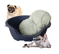 Лежанка "Чистый котик" с подушкой для дом. животных, пластик, с вентиляцией син/сер (POLA#4K)