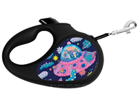 Поводок-рулетка WAUDOG рис."Рик и Морти 1", XS, 12кг,3м, светоот. лента черн (8123-0280-01) "COLLAR"