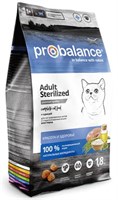 Корм ProBalance Sterilized для стерилиз. кошек/кастр. котов, курица-рис, 1,8кг (1958)