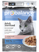 Корм ProBalance Sterilized  пауч для стерилиз. кошек/кастр. котов с креветкой 85гр (3341)