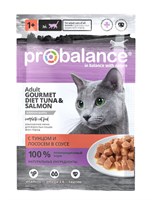 Корм ProBalance пауч Gourmet Diet для кошек с тунцом и лососем в соусе, 85гр (3358)