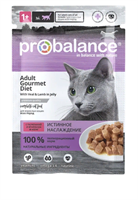 Корм ProBalance Gourmet diet  для кошек c телятиной и ягненком в желе, пауч 85гр (3143)