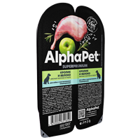 Корм AlphaPet Superpremium пауч для собак с чувствит. пищев-м "Кролик и яблоко в соусе"100г (1850)