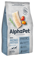 Корм AlphaPet Superpremium MONOPROTEIN сухой полнор-й для взр.соб.ср.и кр.пор.из БЕЛОЙ РЫБЫ12кг(2901