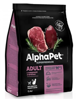 Корм AlphaPet Superpremium сухой полнор-й для кошек и котов с говядиной и печенью 0,4кг(0815)