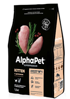 Корм AlphaPet Superpremium сухой полнор-й для котят, беремен и кормящих кошек с цыпленком 1,5кг(0914