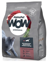 Корм AlphaPet WOW Superpremium сухой полнор-й для кошек и котов с говядиной и печенью 7кг(2055)