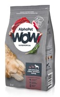 Корм AlphaPet WOW Superpremium сухой полнор-й для собак крупных пород с говядиной и сердцем 3кг(2109