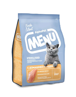 Корм AlphaPet Menu для стерил. кошек и котов с домашней птицей 0,35кг (2789)