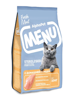 Корм AlphaPet Menu для стерил. кошек и котов с домашней птицей 10кг (2802)