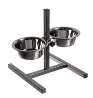Подставка квадратная +металлические миски (2*1,6л) (металлик)  08865-2 «ЗООНИК»