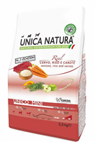 Корм Unica Natura д/соб.мел.пор. олен,рис,мор 2,5кг (5303)