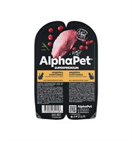 Корм AlphaPet Superpremium пауч д/взр.стер.кошек "Индейка и брусника мясные кусочки в соусе"80г(5728