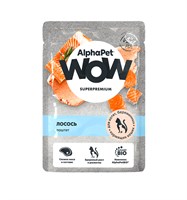 Корм AlphaPet WOW Superpremium пауч д/котят, берем.и кормящ.кошек ПАШТЕТ с лососем 80г 