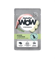 Корм AlphaPet WOW Superpremium пауч для взрослых собак "Кролик с кабачком в соусе"85г (2176)