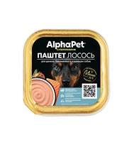 Корм AlphaPet Superpremium влаж.полн-й корм д/щенк,берем.и кормящ.собак ПАШТЕТ лосось консерва 100г